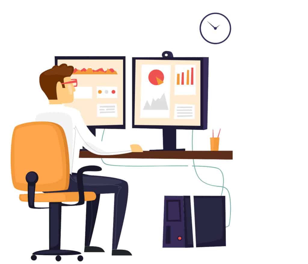 Man Working in Office Graphic