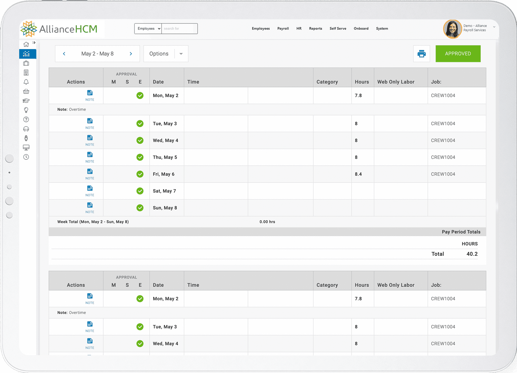 AllianceHCM's Time Management Portal