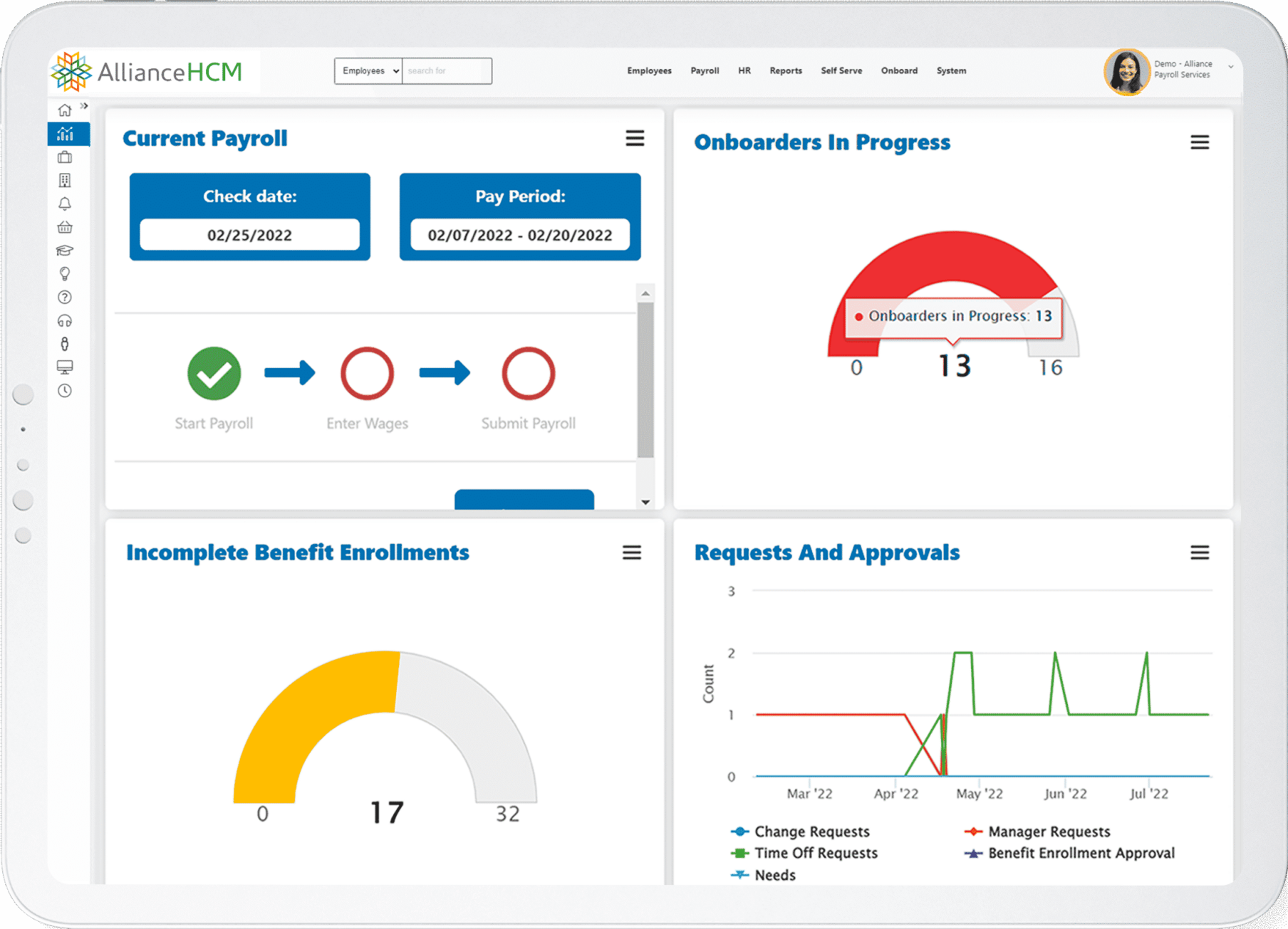 AllianceHCM Customizable HR Dashboard and reporting solutions