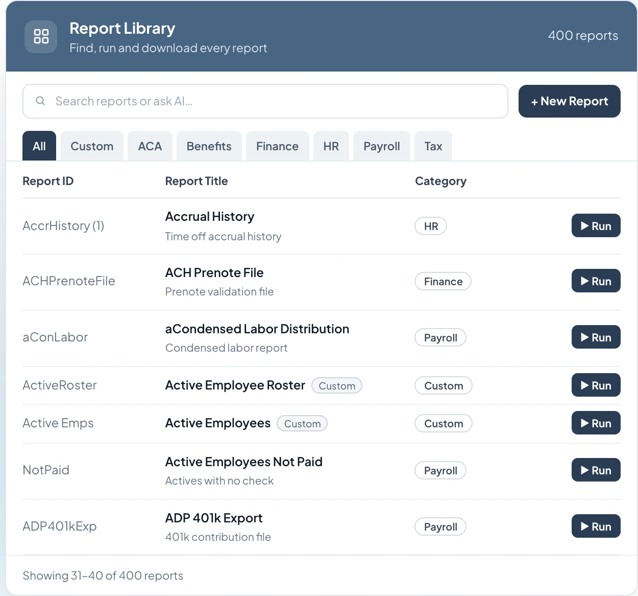 SmartReport screen
